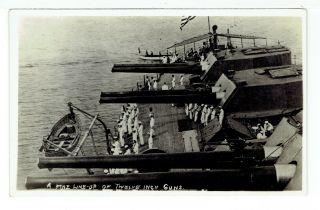 Line - Up Of Twelve Inch Guns,  Etc.  Real Photo Azo Paper