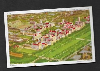 Postcard Chicago Il University Of Chicago Aerial View On The Midway 7755