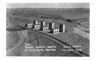 Rppc,  Fort Peck,  Mt Montana Tunnel Control Shafts Valley County Photo Postcard