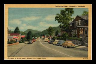 Dr Jim Stamps Us Postcard Main Street View Gatlinburg Tennessee Linen