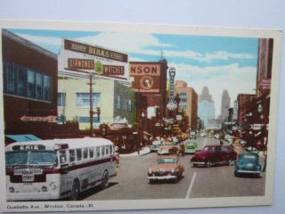 Oueliette Ave,  Windsor,  Canada / Birks Store Vintage Coloured Postcard C.  1940 