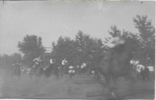(3841) Old Rppc Amature Rodeo Blurred Horse Race Start Coats Kansas