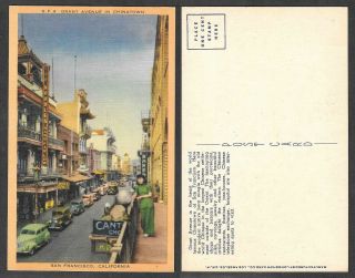 Old California Postcard - San Francisco - Chinatown - Grant Avenue Street Scene