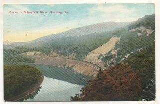 Prr Pennsylvania Railroad Curve Schuylkill River Reading Pa Vintage Postcard