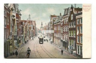 Amsterdam - Spuistraat Met Electr.  Tram Haarlem - Early Netherlands Postcard