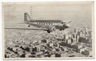 Braniff Airways,  Airline,  Douglas Dc - 3 Aircraft In Flight Over Dallas,  Pm 1940
