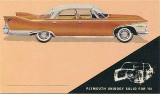 (103) 1960 Plymouth Fury 4 Door Sedan Automobile Car Dealer Postcard