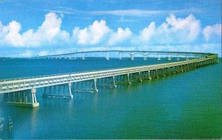 Postcard Va Virginia Maryland Chesapeake Bay Bridge 1960s