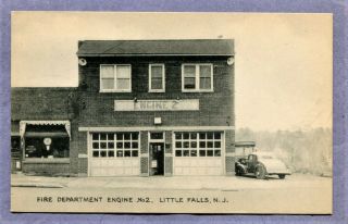 Old Vintage Postcard Little Falls Nj Fire Dept Engine 2