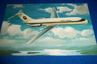 West Coast Airlines Dc - 9 Art Issue Postcard