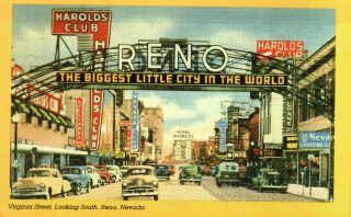 Vintage Reno,  Nevada Postcard - - A 1950 