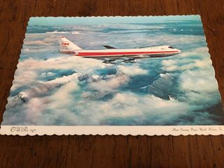 Twa Trans World Airline Boeing 747 Aircraft Airplane Postcard Vintage Aviation