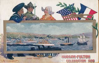 1909 Hudson - Fulton Celebration Naval Parade At York City Signed Wall
