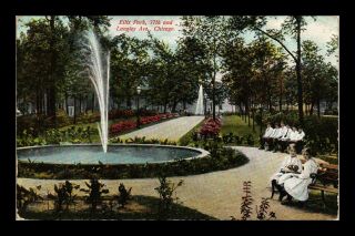 Dr Jim Stamps Us Ellis Park Chicago Fountain View Postcard Kids 1909