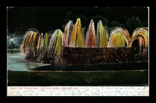 Dr Jim Stamps Us Glittered Lincoln Park Fountain Chicago Night View Postcard