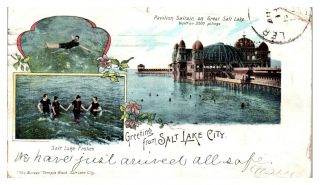 Early 1900s Greetings From Salt Lake City,  Ut Saltair Pavilion Postcard 5n28
