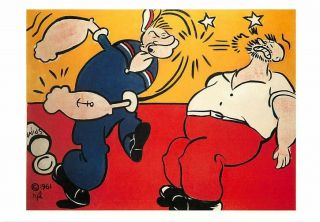 Popeye Punching By Roy Lichtenstein Pop Art Painting Postcard