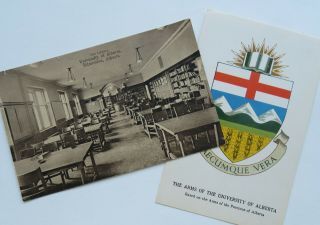 W05 Two Edmonton Postcards University Of Alberta Library & Coat Of Arms