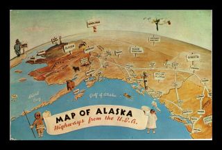 Us Postcard Globe Map Of Alaska Highways From The Usa