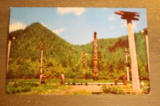 Totem Poles Saxman Park Ketchikan Alaska Vintage Postcard