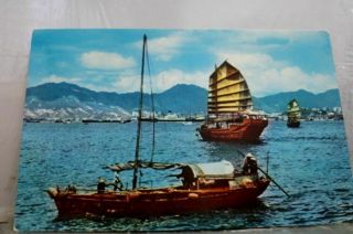 China Hong Kong Harbour Cargo Junks Postcard Old Vintage Card View Standard Post