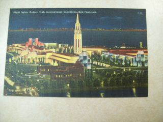 Night Lights,  Golden Gate International Exposition,  San Francisco Postcard