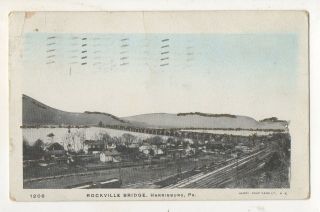 Rockville Bridge Prr Pennsylvania Railroad Nr Harrisburg Pa Vintage Postcard
