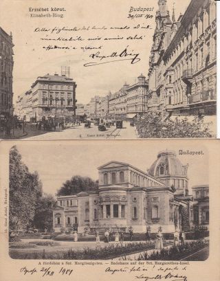 Hungary 1901 Two Postcards Budapest Stamped To Italy