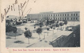 Argentina 1903 Postcard Rosario De Santa Fe Plaza Santa Rosa St.  To Italy