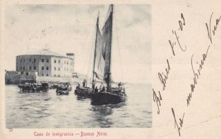 Argentina 1903 Postcard Buenos Aires Casa De Inmigrantes St.  To Italy