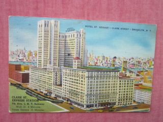 Hotel St.  George,  Clark Street,  Brooklyn,  N.  Y.  Vintage Coloured Postcard.  1952