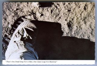 1969 Apollo 11 Moon Landing " One Giant Leap For Mankind " Vintage Postcard