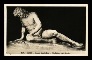 Dr Jim Stamps Dying Gladiator Statue Rome Italy Real Photo Rppc Postcard