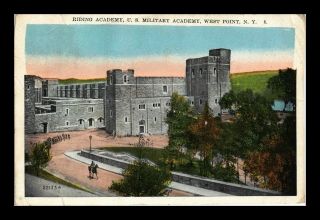 Us Eggshell Postcard Riding Academy Us Military West Point Historic York