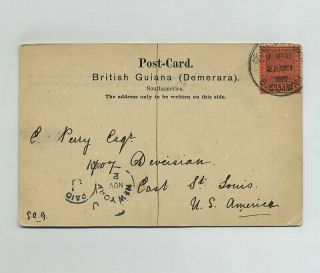 1903 Georgetown Demerara British Guiana Guyana Postcard Stamp Cancel wz4002 2