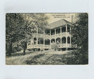 1908 Michigan City In Indiana Advertising Postcard Hermitage Beach Hotel Hj5497