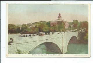 Elkader Ia Iowa Postcard Court House Bridge Posted 1910