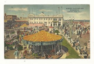 Nj Asbury Park Jersey Kiddies Playland & Boardwalk Monmouth County Postcard