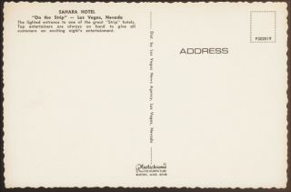 SAHARA CASINO 1960 ' s BUDDY HACKETT MARQUEE Las Vegas nevada Post Card B 73 2