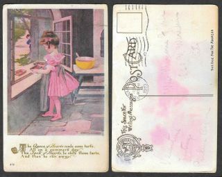 1910 Artist Signed Postcard - Maria Kirk - Queen Of Hearts,  Nursery Rhymes