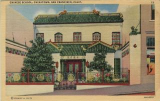 Vintage Postcard - Chinese School - Chinatown - San Francisco Ca