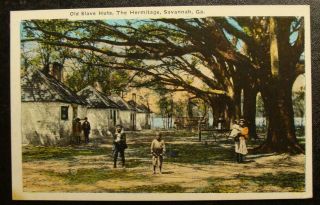 1910 Black American Postcard - Old Slave Huts,  The Hermitage,  Savannah,  Georgia