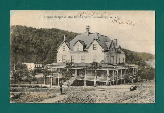 Gassaway,  Braxton County,  Wv Postcard View Of Boggs Hospital And Sanitarium 1909