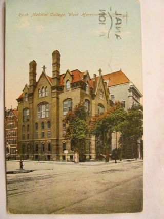 Postcard Il Chicago Rush Medical College C.  1912