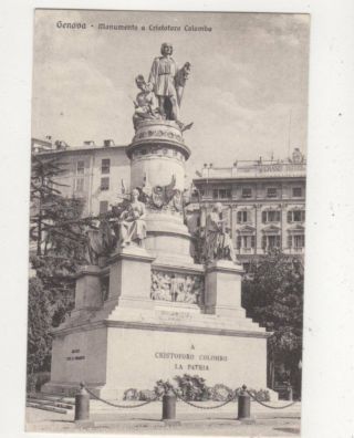 Genova Monumento A Cristoforo Colombo Vintage Postcard Italy 697a