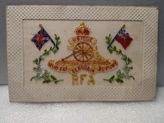 Wwi Silk Embroidery Post Card Royal Field Artillery Rare