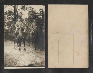 1910s 2 Military Men On Horseback European ? Rppc Real Picture Postcard