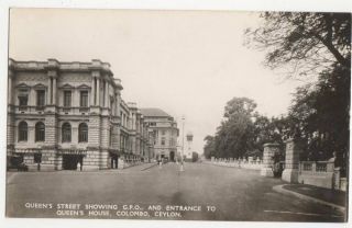 Queens Street Showing Gpo Colombo Ceylon Vintage Rp Postcard 0903