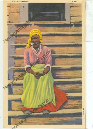Black Americana - Solid Comfort - Linen - Woman Smoking Pipe - (ba - 494)