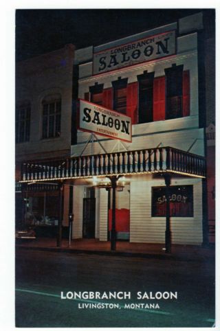 Vintage Postcard Longbranch Saloon Livingston Montana Advertisement
